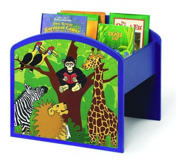 Playscapes Jungle Kinderbox Book Browser, illustrated jungle animals and a monkey reading a book.